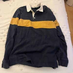 GAP Men's Navy and Yellow Casual Shirt